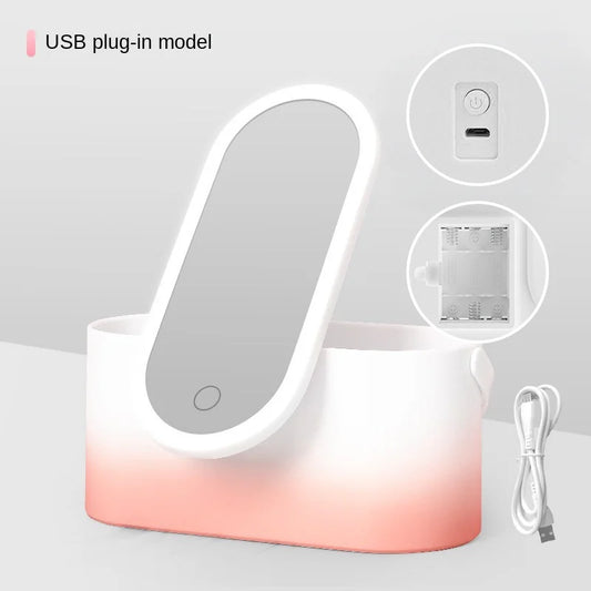 Rechargeable LED Makeup Mirror & Storage Box