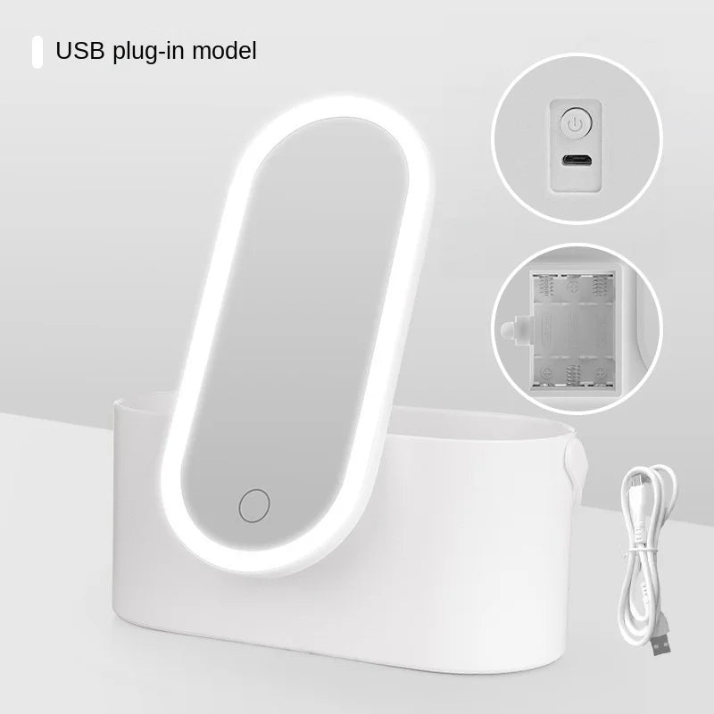 Rechargeable LED Makeup Mirror & Storage Box