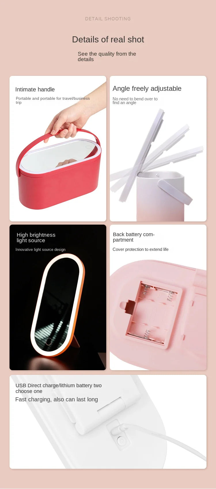 Rechargeable LED Makeup Mirror & Storage Box
